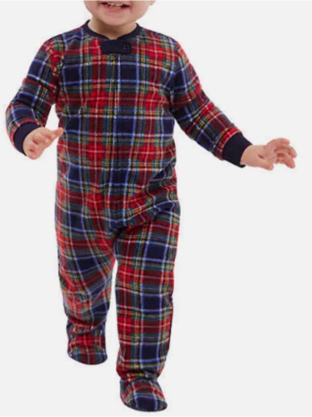 Eddie Bauer Red & Navy Plaid Toddler Footed One-Piece